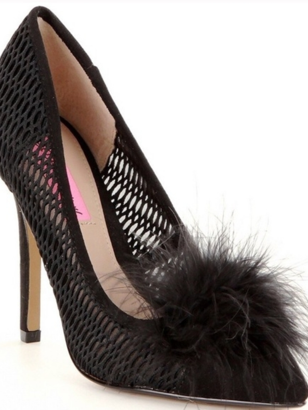 Betsey Johnson Mae Feather Pom Pom Eyelet Heels
